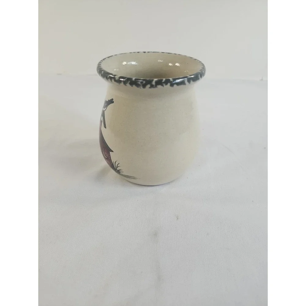 Vintage‎ Home & Garden Party Stoneware Crock Red Birdhouse 1999 Made In The USA